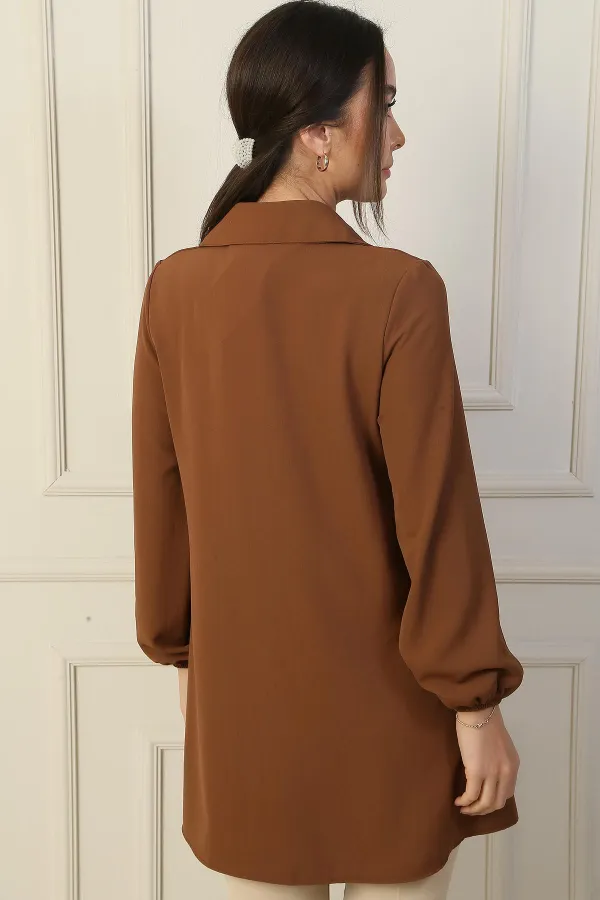 Önü Roba Büzgülü Gömlek