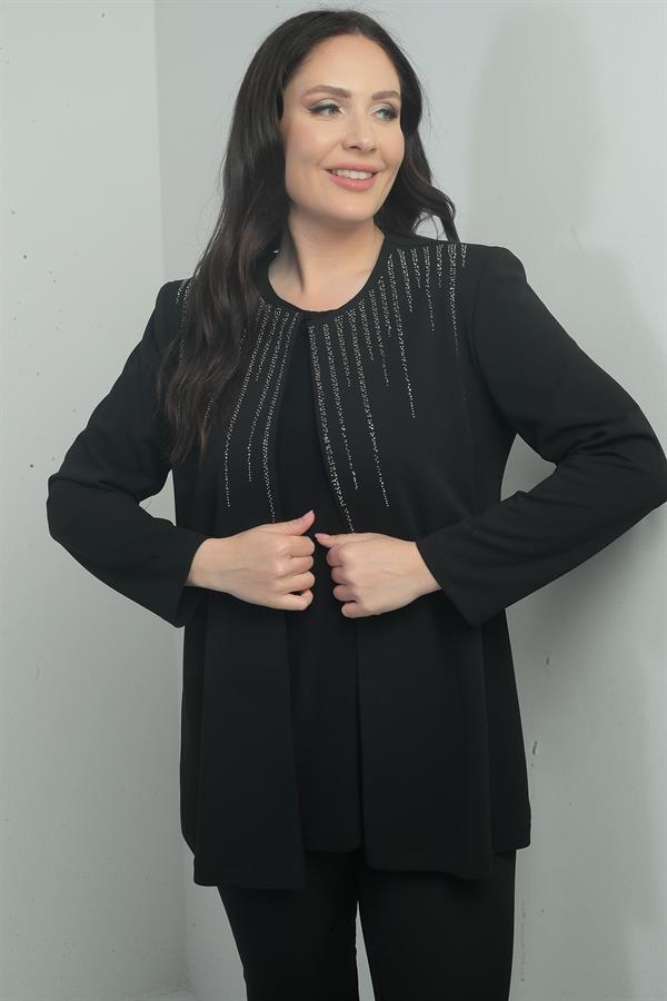 Ensemble deux pièces veste femme brodée pierre à manches longues BB