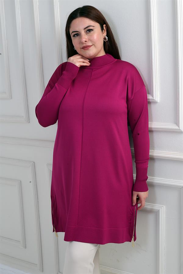 Tunique/blouse grande taille pour femme avec fermeture éclair latérale