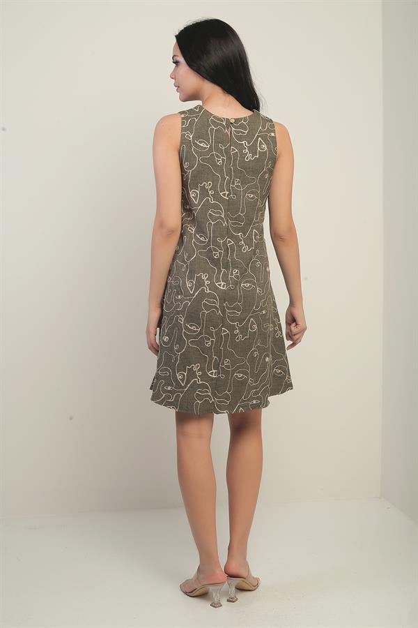 Women's Round Neck Corded Sleeveless Short Dress