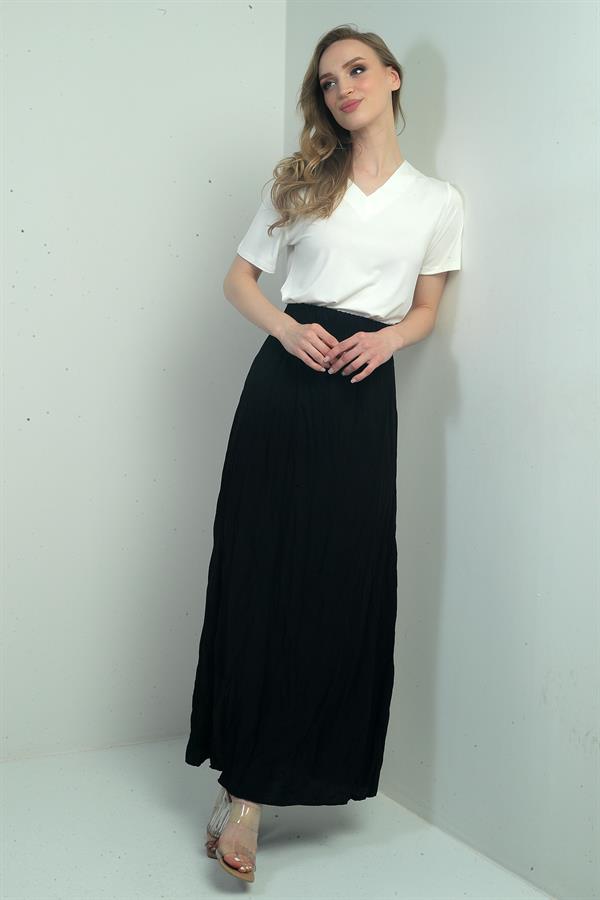 Jupe longue pour femme avec taille élastique et motif froissé