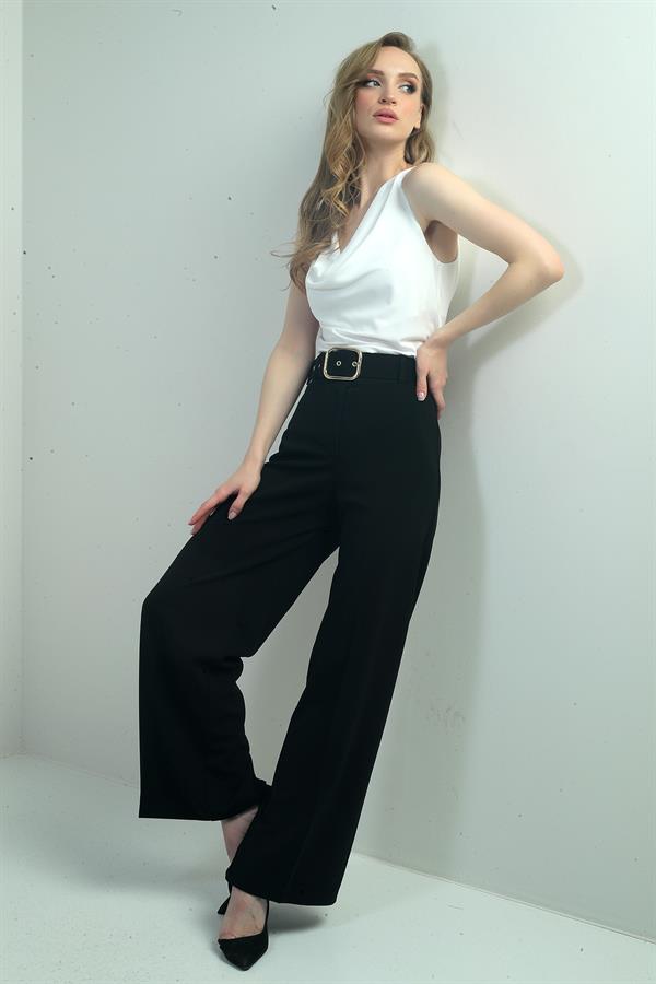 Kadın Scuba Krep Likralı Palazzo Pantolon