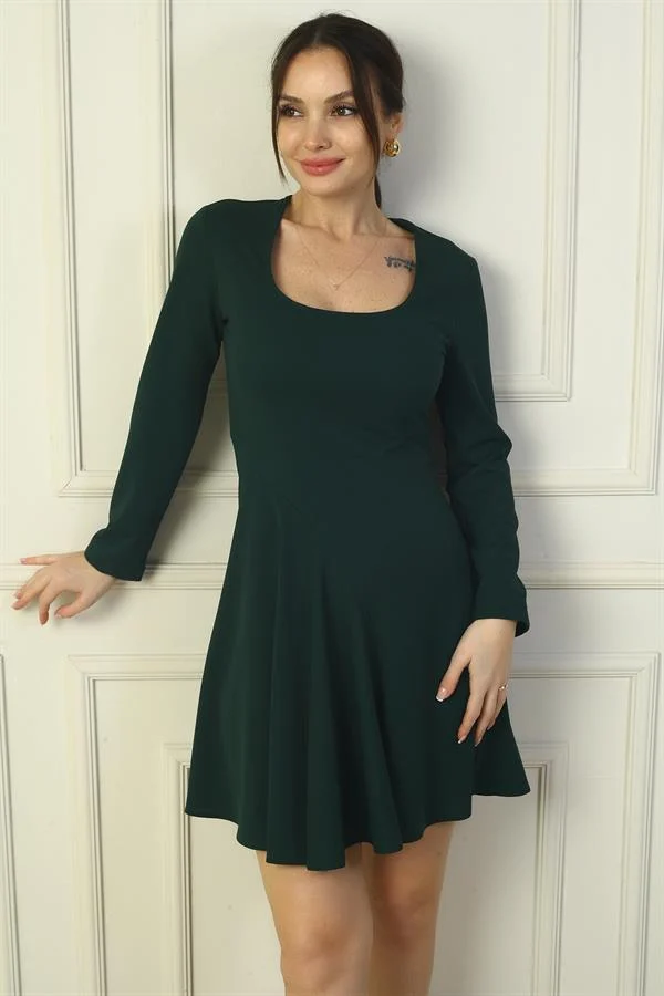Women's U-Neck Short Crepe Dress