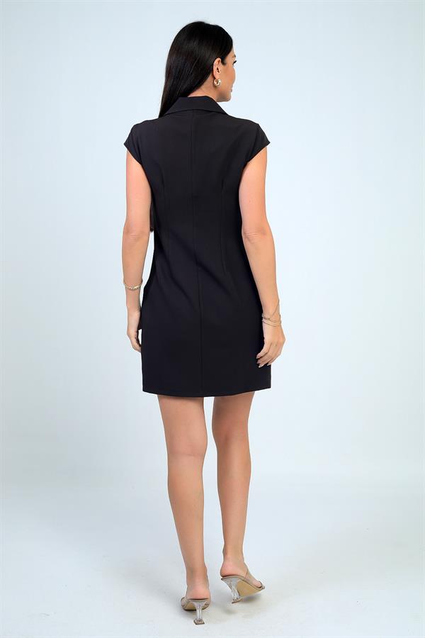 Women's Wrap Neckline Buckle Detail Pleated Skirt Lycra Crepe Dress