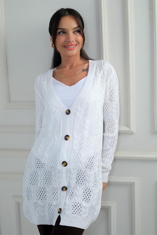 Gilet mercerisé décontracté à col en V et boutons pour femme