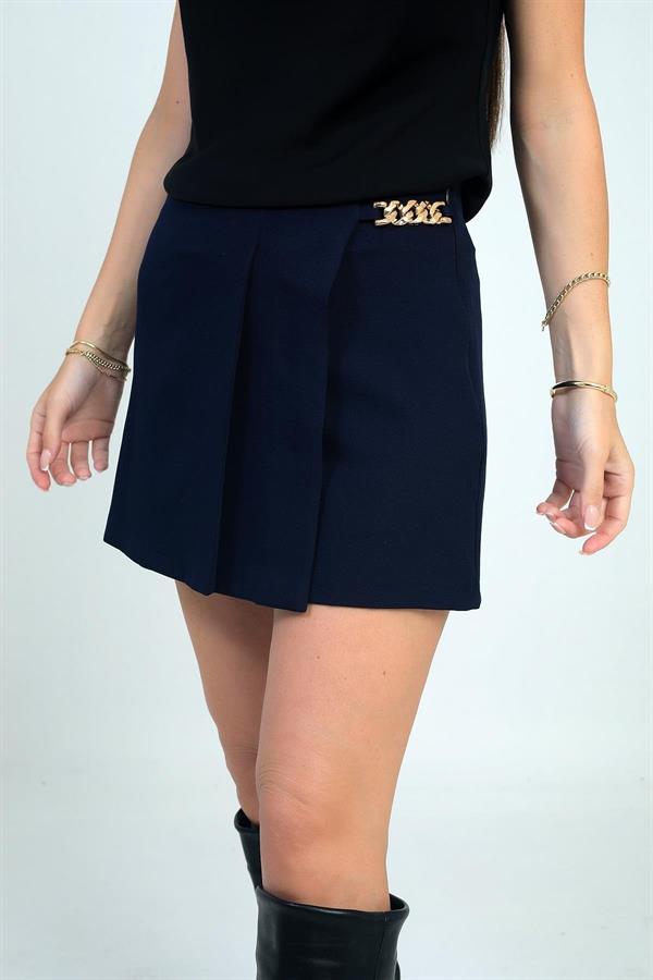 Jupe courte en crêpe à chaîne pour femme