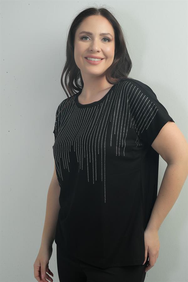 Blouse BB à col rond et imprimé pierre cascade sur le devant pour femme