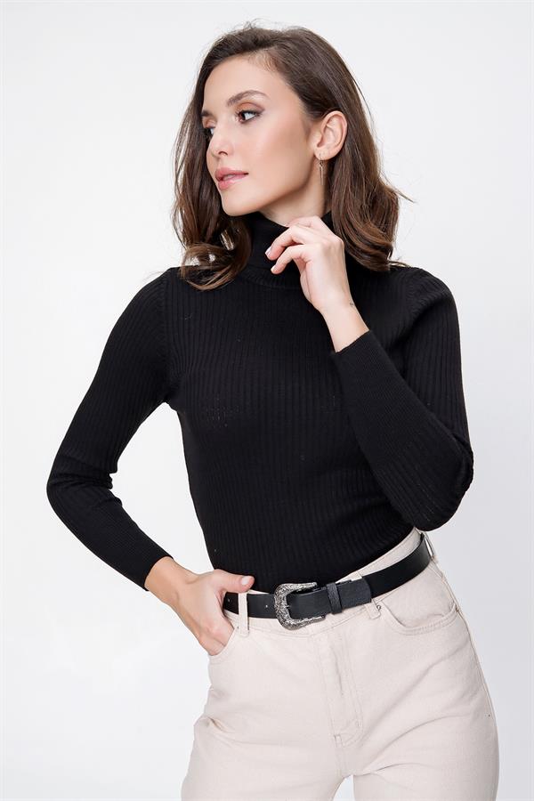 Balıkçı Yaka Likra Akrilik Triko Kazak