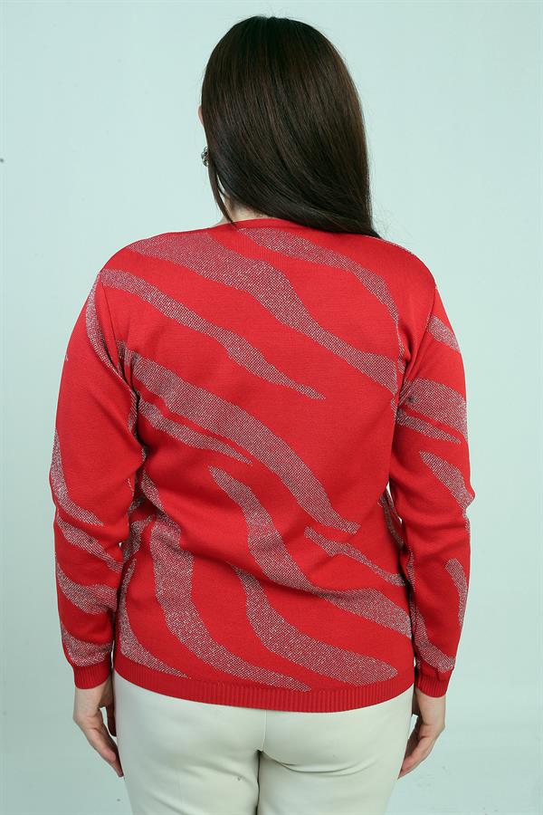 Chemisier grande taille à col en V et motif zèbre pailleté