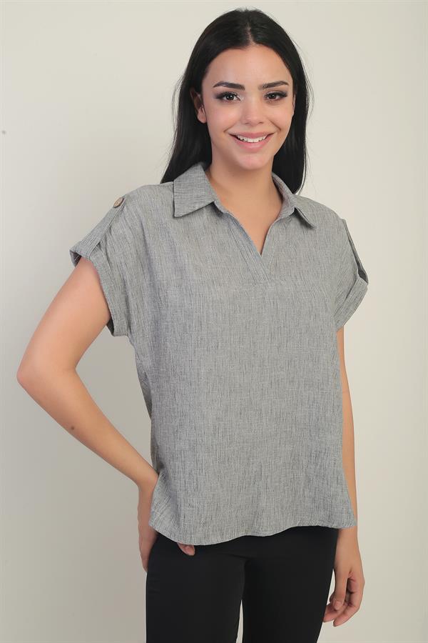 Kadın Polo Yaka Apoletli Gömlek