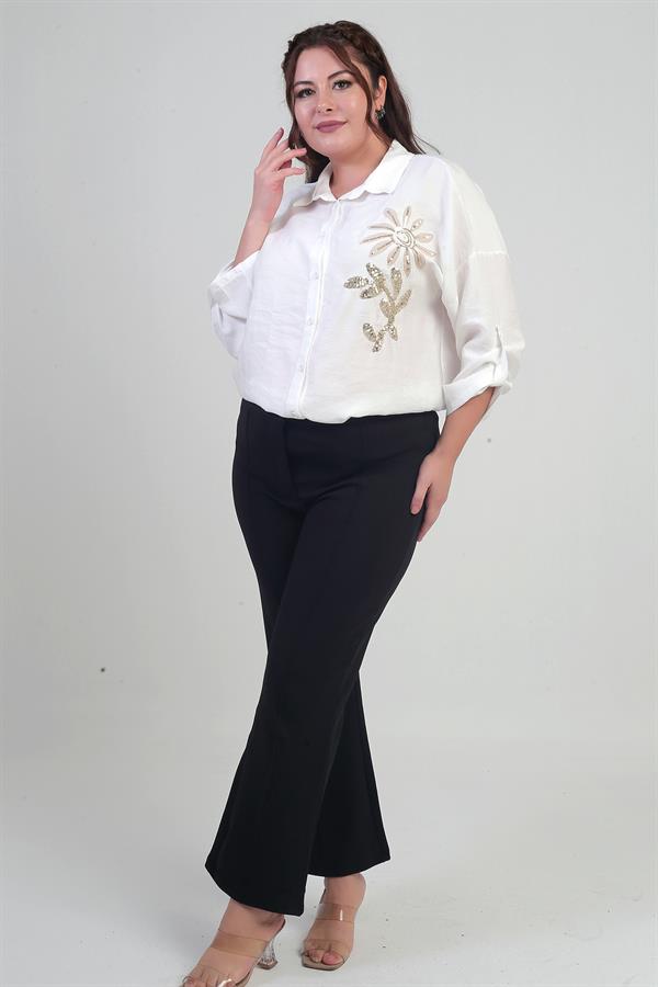 Pantalon palazzo grande taille en crêpe tricoté extensible à taille élastique pour femme