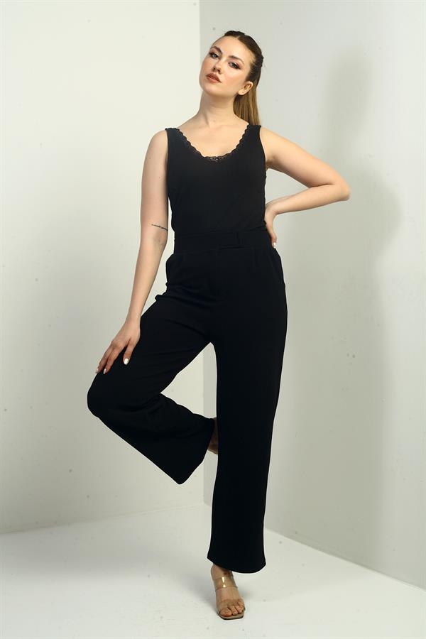 Women's Pleated Lycra Palazzo Pants with Velcro Pockets