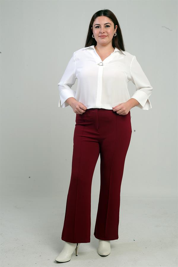 Pull-over en crêpe tricoté Lycra à taille élastique et longueur large pour femme, grandes tailles, pantalon palazzo