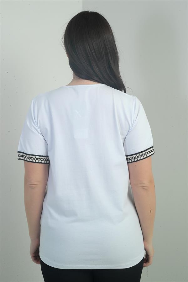 Women's Plus Size Casual Blouse with Collar and Sleeve Stripes