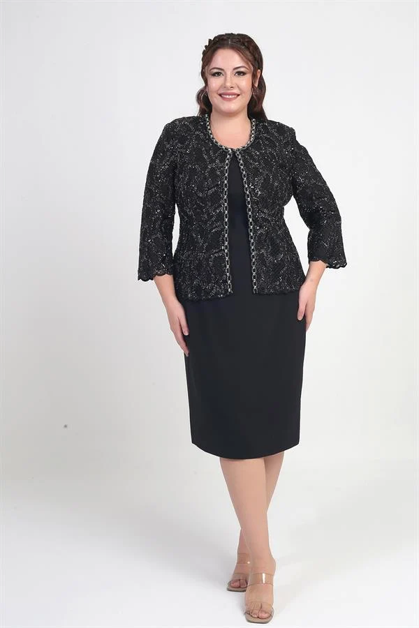 Robe sans manches pour femme, veste en tulle ornée de sequins et de perles, doublée, ensemble deux pièces grandes tailles