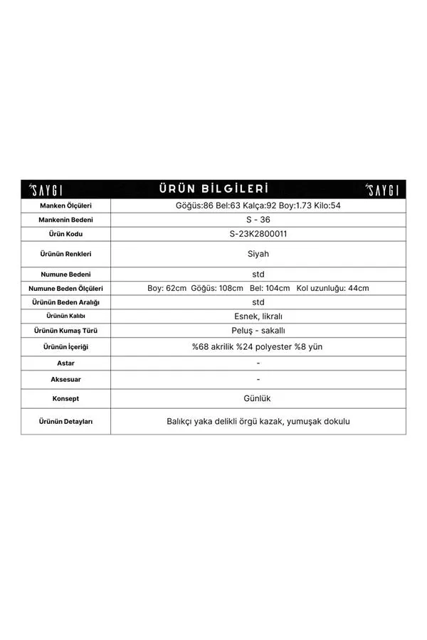 Balıkçı Yaka Modelli Akrilik Kazak