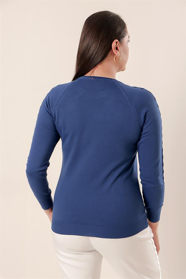 Kol Detaylı Büyük Beden Akrilik Kazak