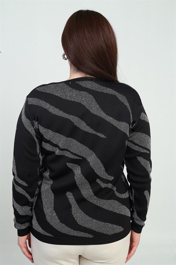 Chemisier grande taille à col en V et motif zèbre pailleté