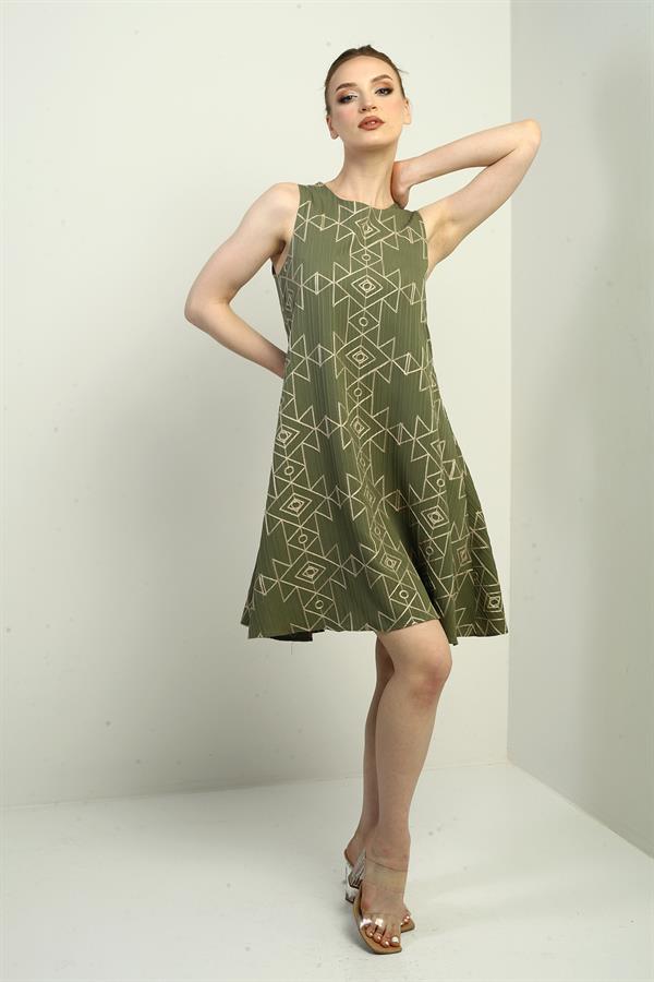 Kadın Etnik Desen Kordeneli Kısa Elbise