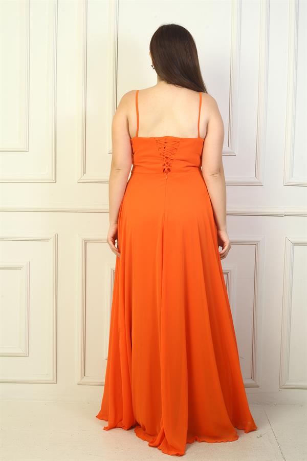 Robe longue en mousseline doublée, à bretelles et drapée sur le devant, grande taille, pour femme