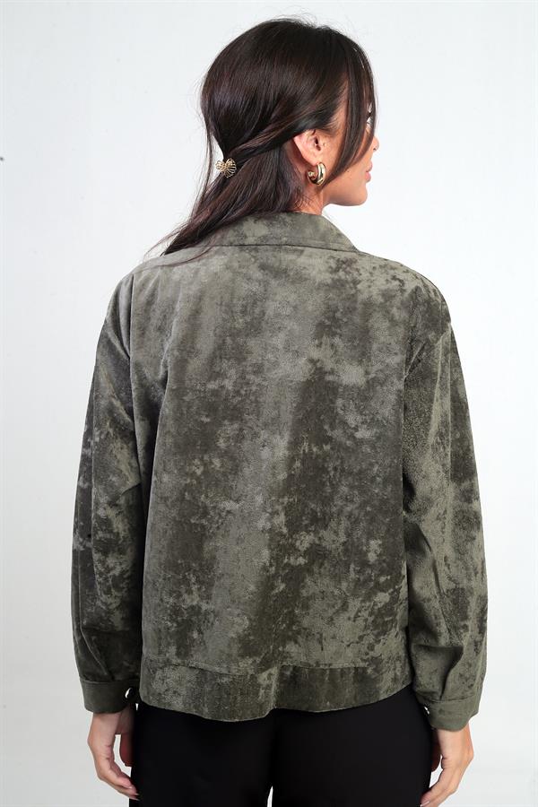 Manteau en daim pour femme avec poche et fermeture éclair sur le devant