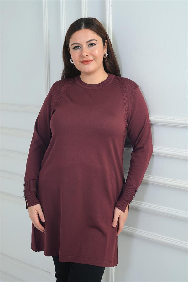 Tunique grande taille pour femme, ornée d'une tresse sur le devant, en fil froid.