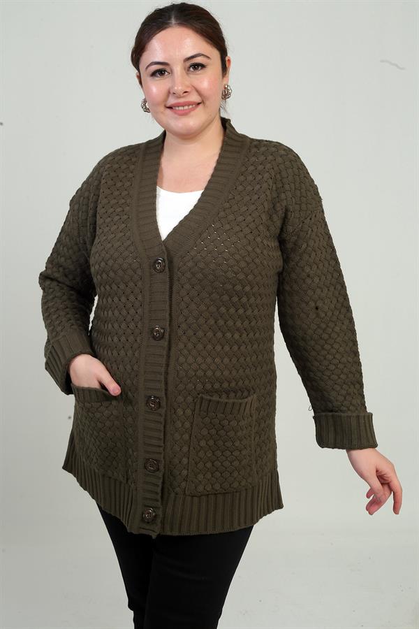 Gilet tunique à poches en maille panier pour femme