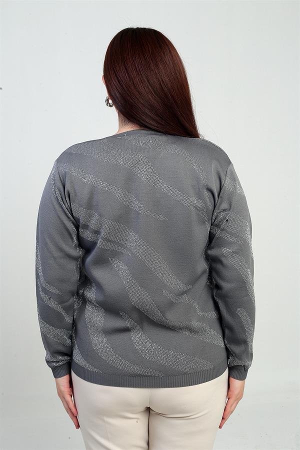 Chemisier grande taille à col en V et motif zèbre pailleté