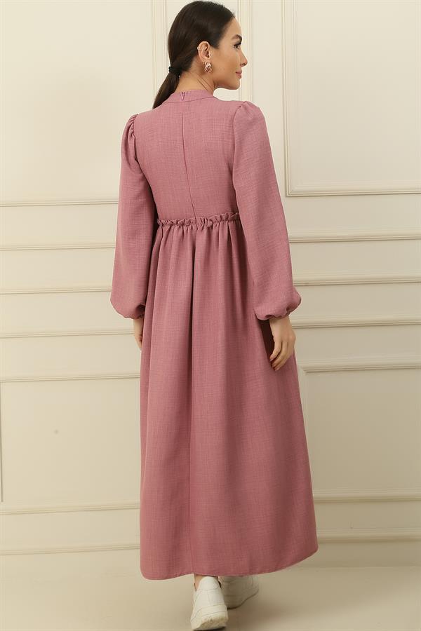 Lace Linen Effect Long Dress