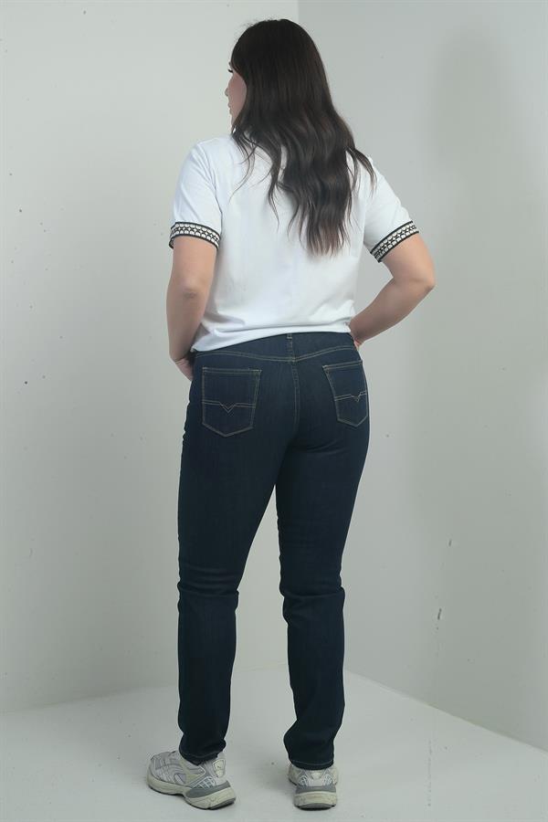 Jean taille haute à jambes droites pour femme, grandes tailles, délavé à la pierre