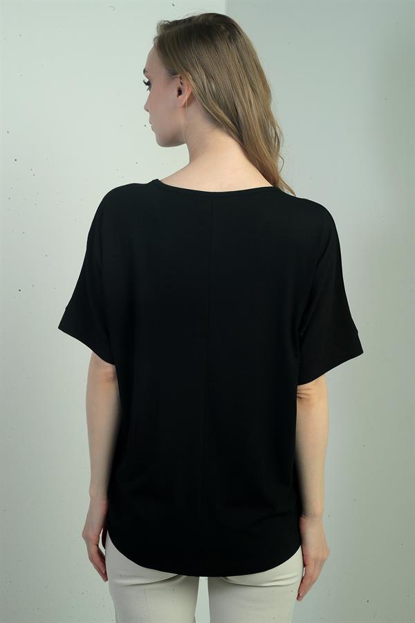 Kadın V Yaka Kartal Taşlı Bluz