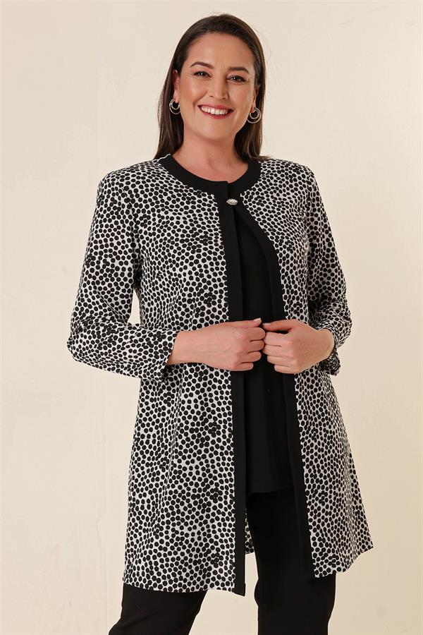 Ensemble deux pièces grande taille à imprimé léopard avec broche au col