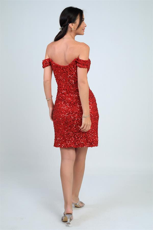 Robe courte doublée à encolure Madonna pour femme, ornée d'un nœud et de sequins sous armatures