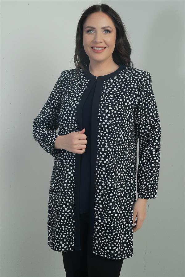 Leopard Print Plus Size Two-Piece Set with Collar Brooch