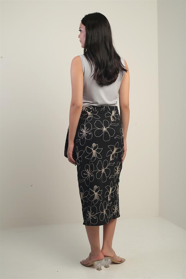 Women's Side-Tie Corded Midi Skirt