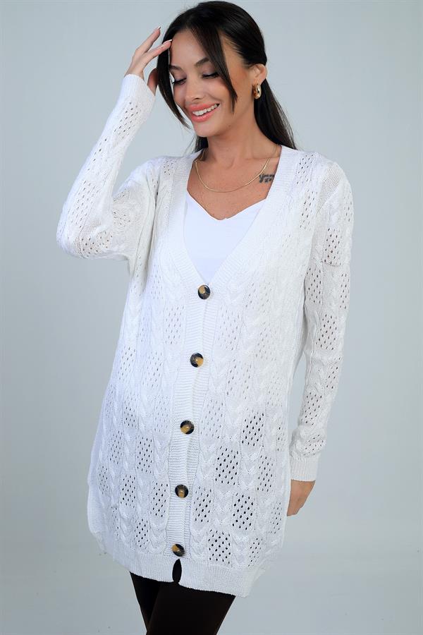 Gilet mercerisé décontracté à col en V et boutons pour femme