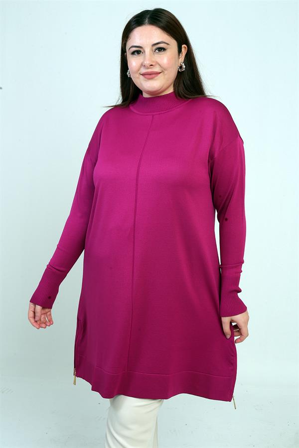 Tunique/blouse grande taille pour femme avec fermeture éclair latérale