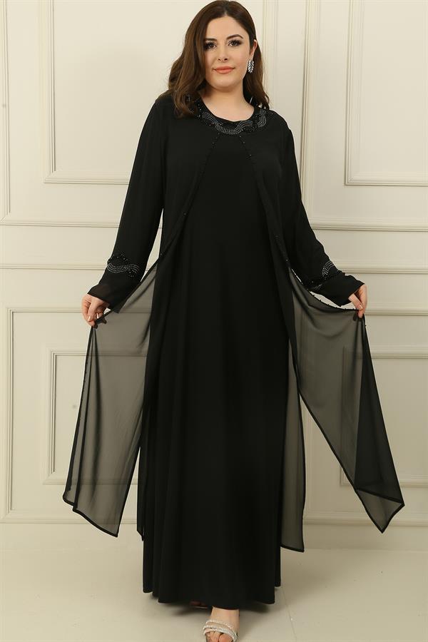 Robe couleur sable ornée de pierres, haut en mousseline, grande taille, ensemble deux pièces