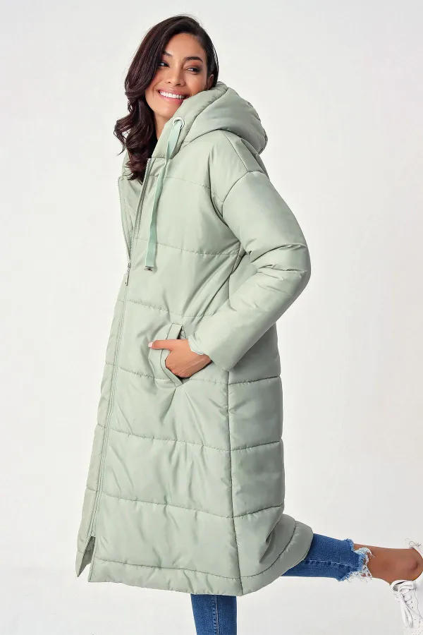 Hooded, Lined Long Oversized Puffer Coat