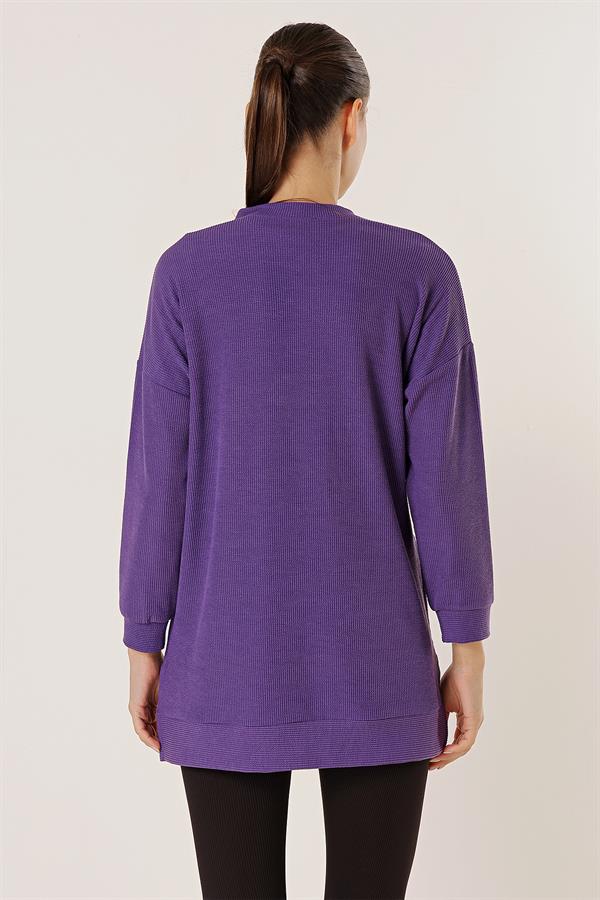 Yanları Yırtmaçlı Örme Tunik Bluz