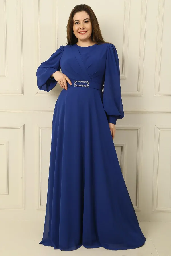 Wrap-Neck, Belted Waist, Lined, Plus Size Long Hijab Dress