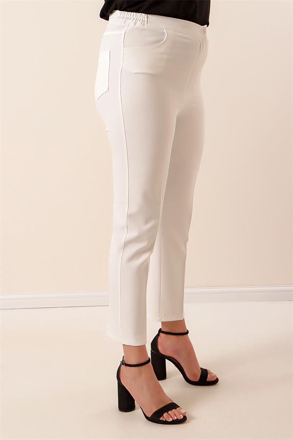 Pantalon grande taille avec taille élastique et tissu extensible