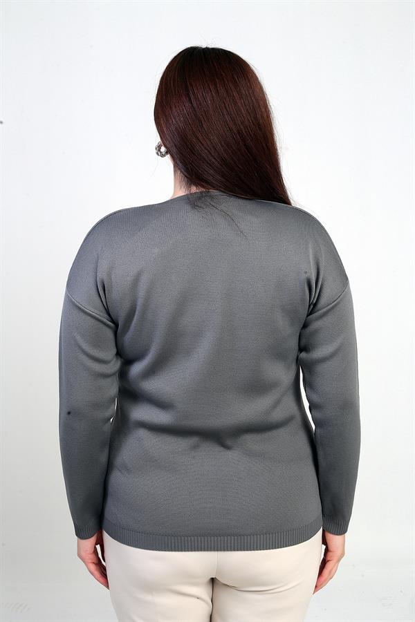 Chemisier en maille à strass grande taille pour femme, col en V