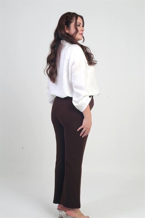 Pantalon palazzo grande taille en crêpe tricoté extensible à taille élastique pour femme