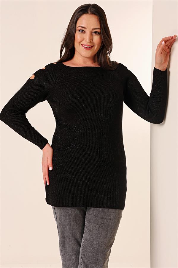 Pull tunique sport grande taille à épaules dénudées