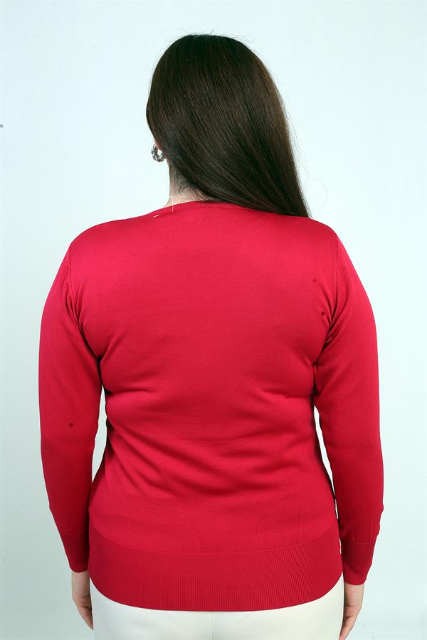 Chemisier en maille grande taille à col en V pour femme, orné de pierres et de fils froids.