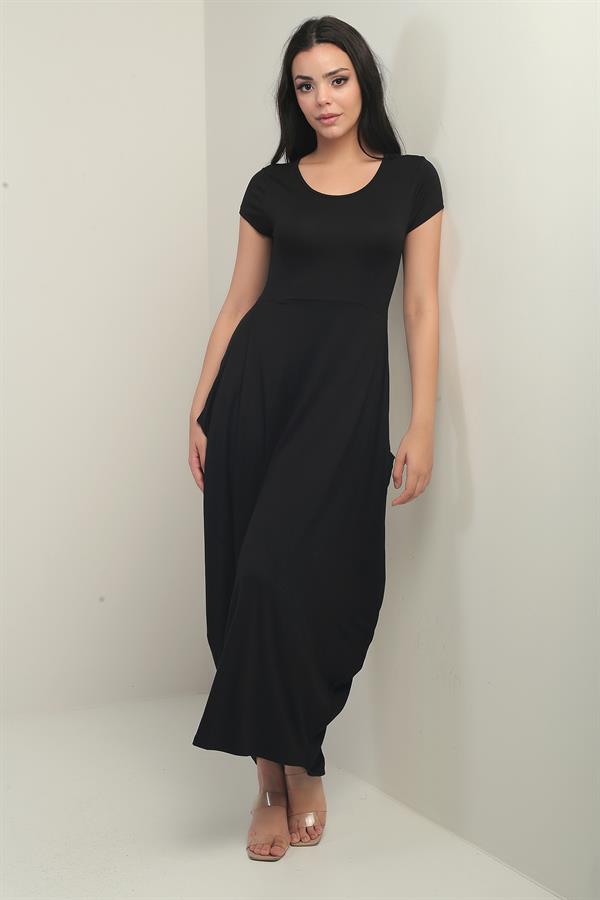 Women's Round Neck, Pocketed, Lycra Harem Dress