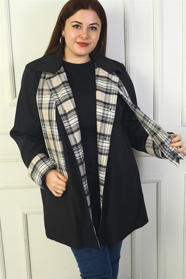 Women's Double-Breasted Trench Coat with Concealed Front Buttons and Pockets