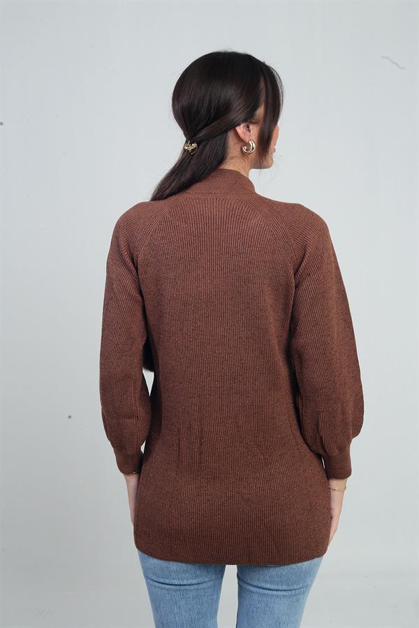 Pull tunique de sport à col bas et motif tricoté