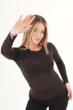 Süper İnce Trend Basic Toptan Kahve Bluz